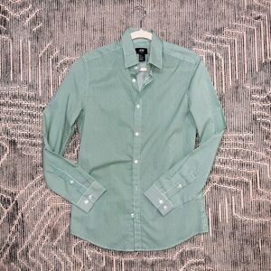 H&M Green Stripe Slim Fit Button-Down Shirt